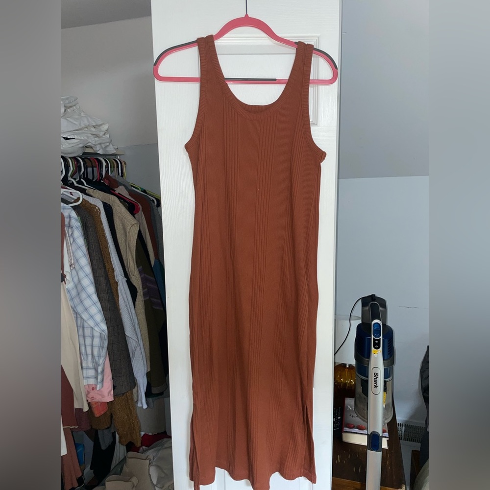 Rust Casual Midi Dress
